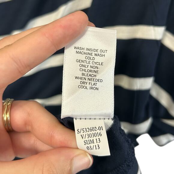 Banana Republic Striped Cowl Neck Top NWT Women's Sz XL Navy White Coastal Chic - Picture 7 of 7